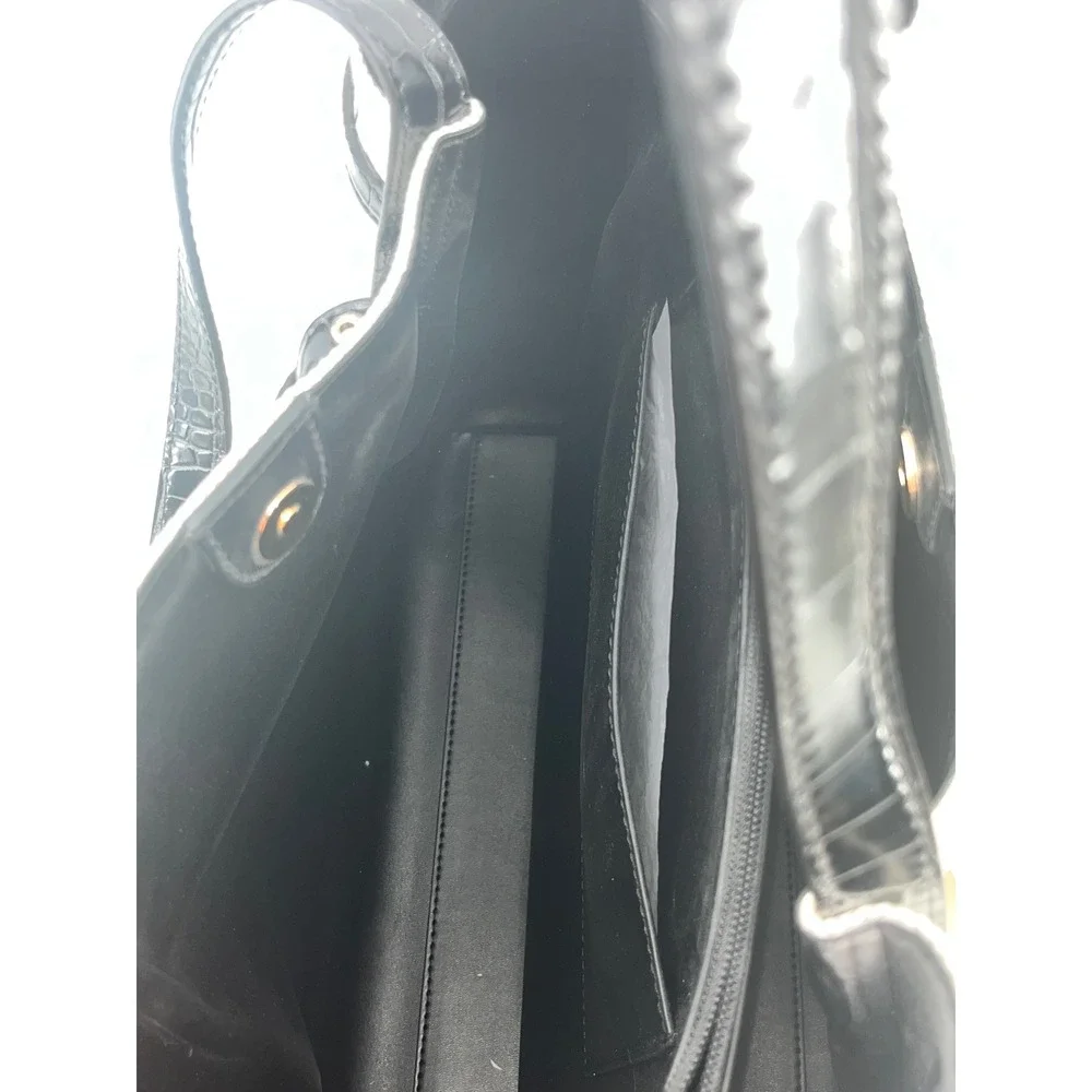 Michael Kors Emilia Large EW Tote Bag Black‎ Trim Canvas Designer Purse